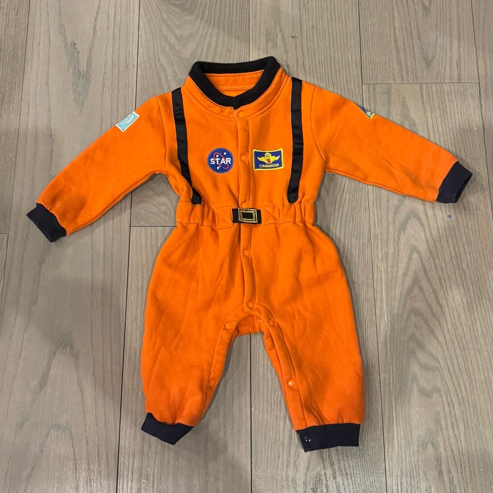 Orange Infant Space Suit Romper with Patches